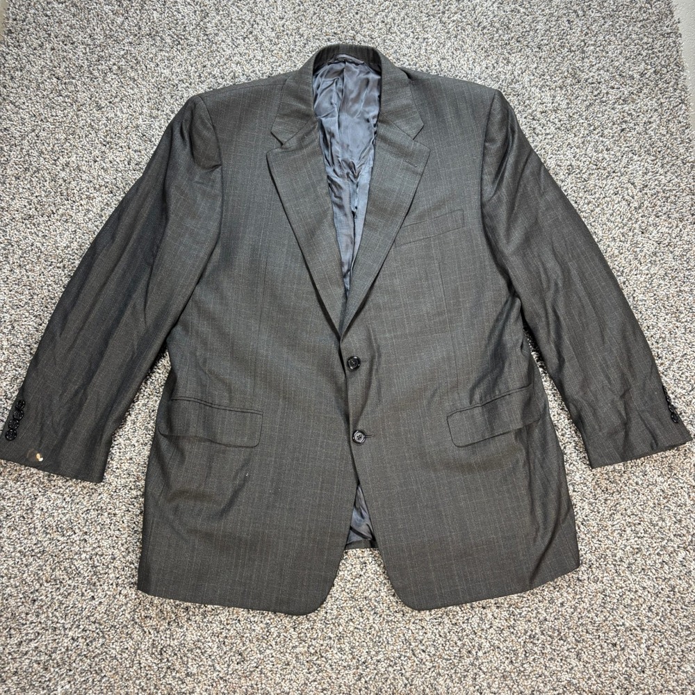 Hickey Freeman Loro Piana Wool Blazer 46R Grey Pinstripe Boardroom Sport Coat